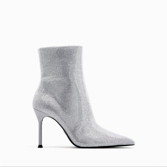 Zara Sparkly High Heel Ankle Boots - Picture 2 of 8